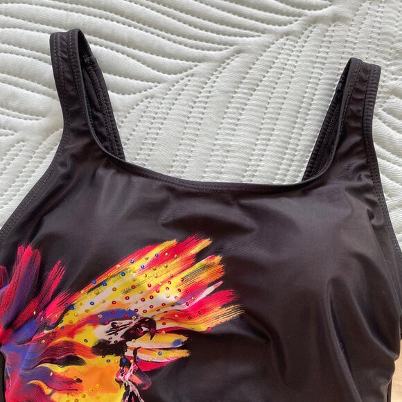 Nicole Miller square neck Parrot Print One Piece swimsuit size 8 - Picture 9 of 9